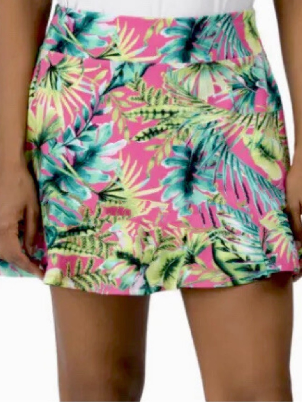 TOMMY BAHAMA ACTIVE Tropical Print Pink Green Pickleball Golf Skort Skirt Size M
